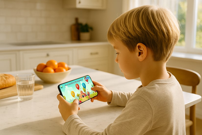 Dreng som lærer sprog i Smart Minis app
