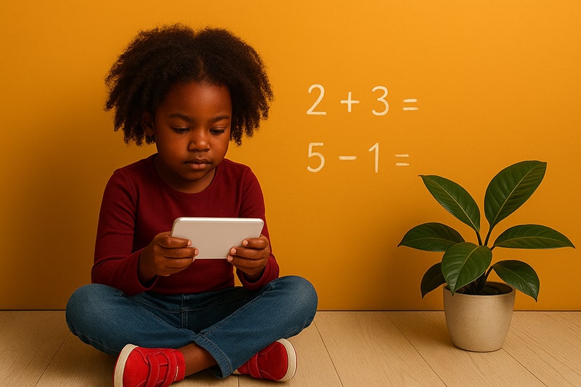 Kid using educational app